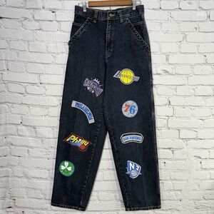 Vintage Great Point Men's Carpenter Jeans 28W 32.5L Graphic NBA Team Logos Y2K